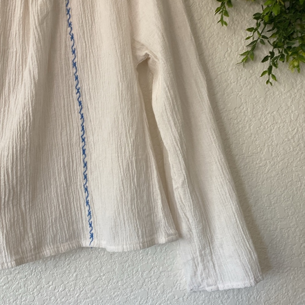 Free People Gauze Crop Top With Embroidery Size Medium - Picture 3 of 6